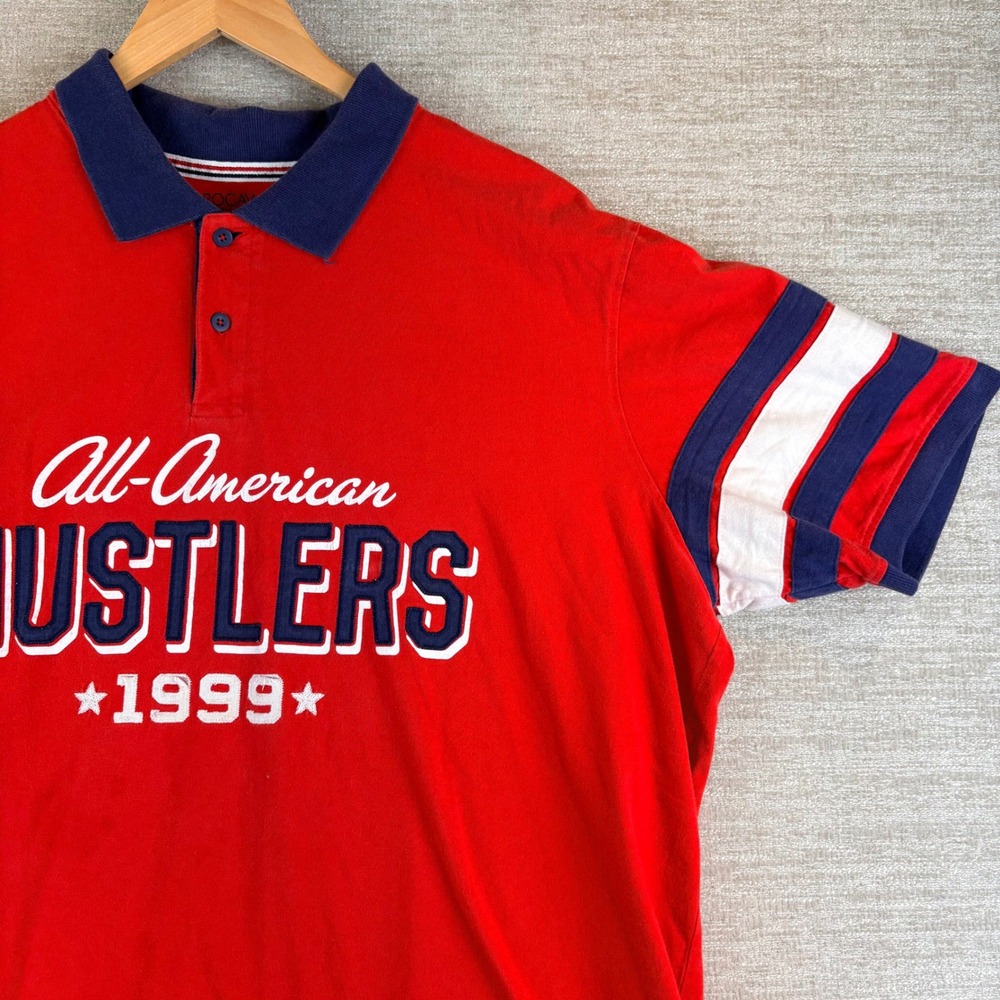 VTG 90s Y2K Rocawear All-American Hustlers Polo Shirt Mens XL Red Streetwear Hip